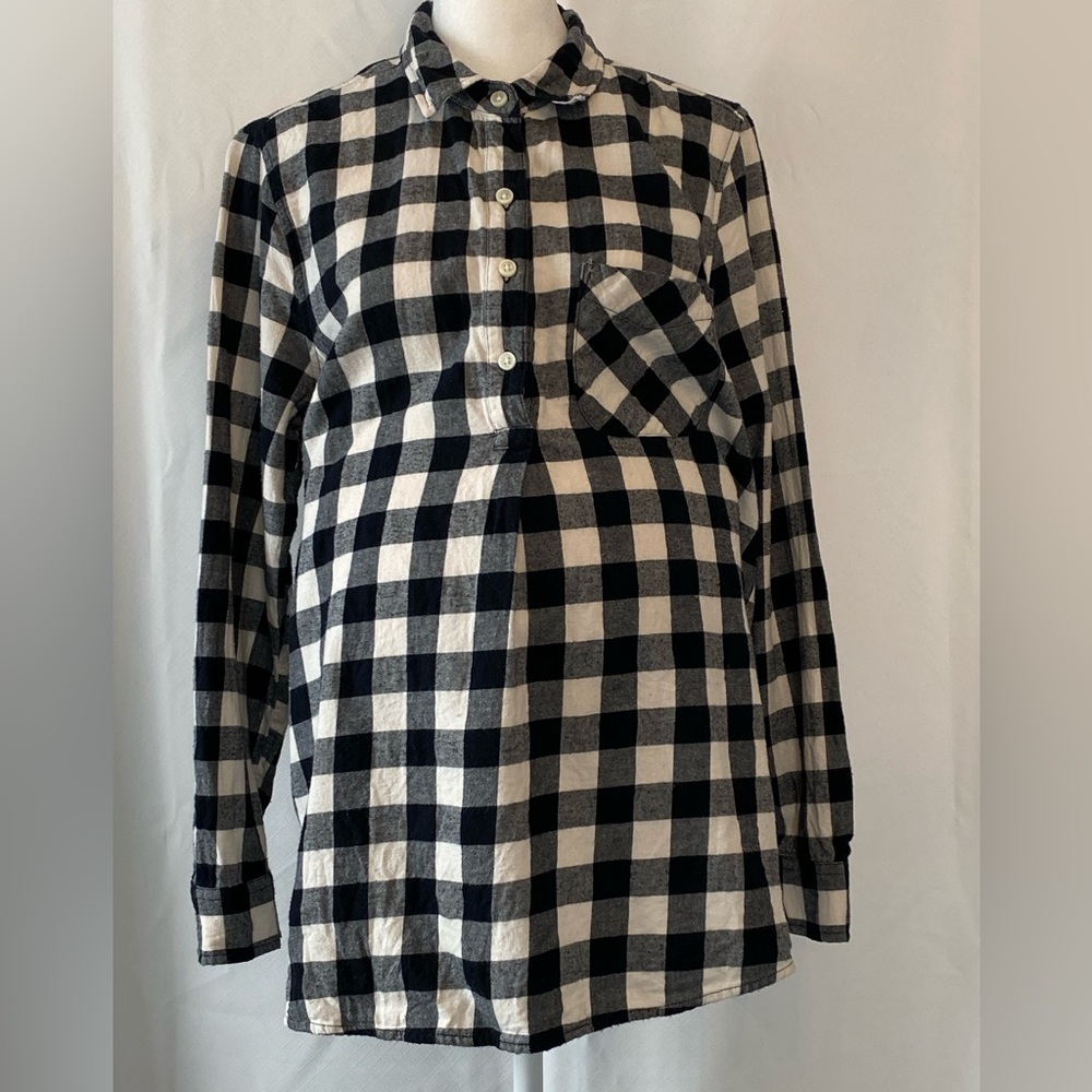 Old Navy Maternity 100% Cotton Buffalo Check Flannel Shirt MD Western Cowgirl